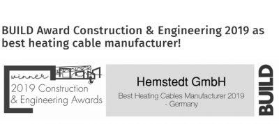 BUILD acorda Premiul fabricii Hemstedt pentru ”Cel mai bun producator de cabluri de incalzire in pardoseala din 2019”